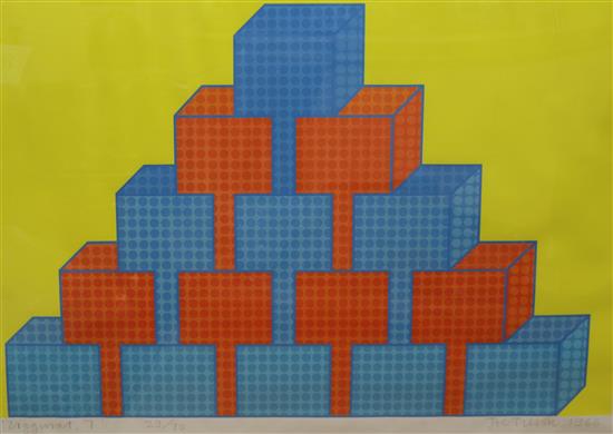 Joe Tilson (1928-) screenprint, Ziggarat 7, 60 x 85cm.